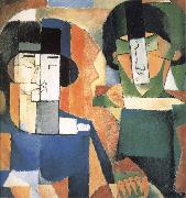 Diego Rivera Portrait of Makiyo and Fujita oil on canvas